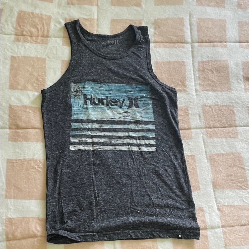 Hurley Charcoal Tank with Sky Blue Stripes